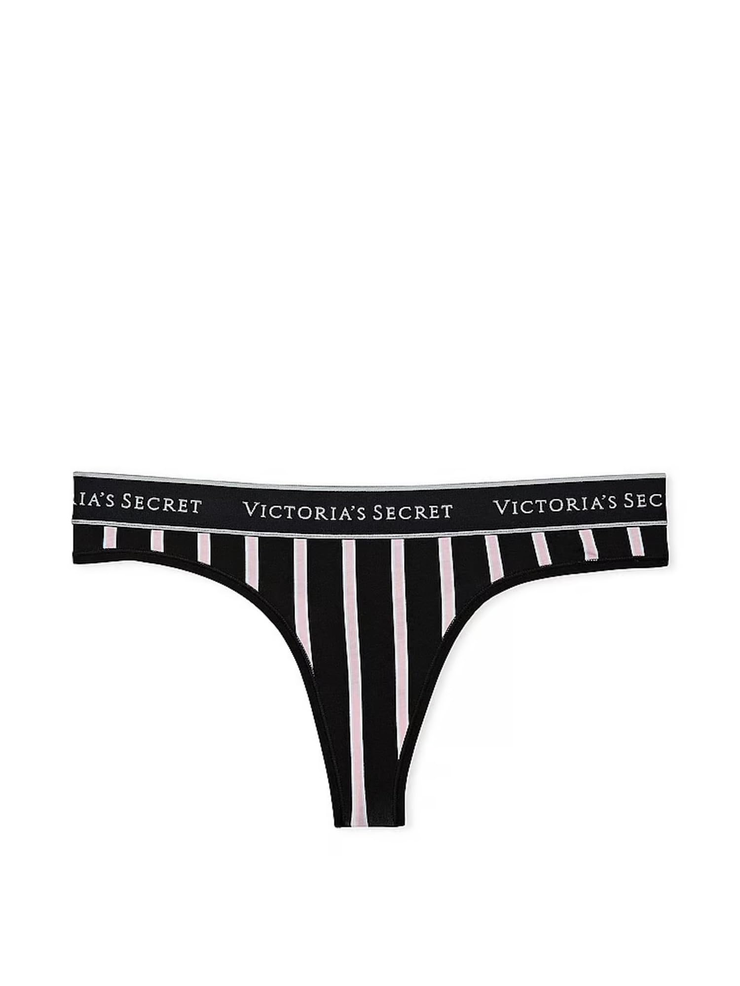 Victoria's Secret Cotton Thong Panty Color Black Stripe New