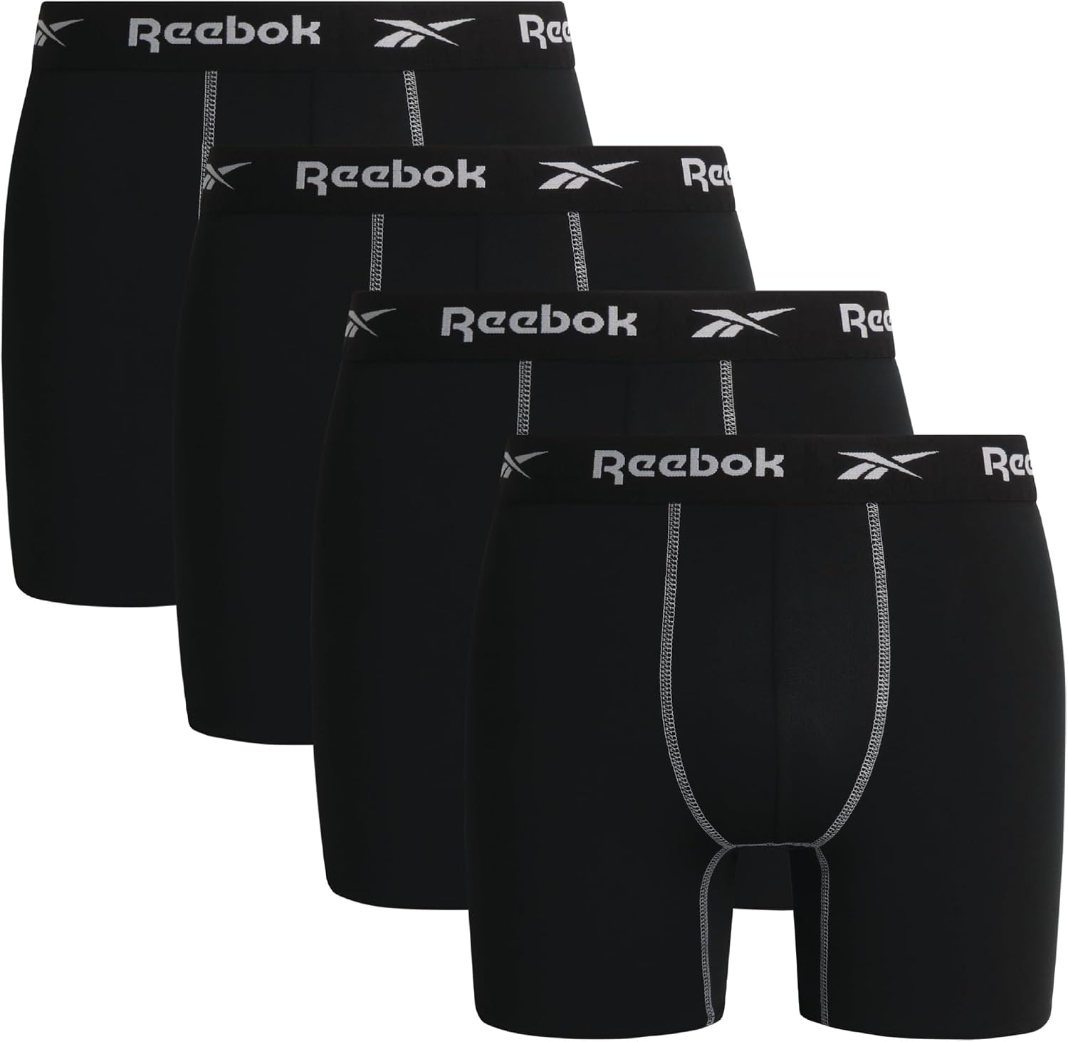Reebok Mens Boxer Briefs - 4 Pack Underwear with Contour Pouch, 6'' Inseam
