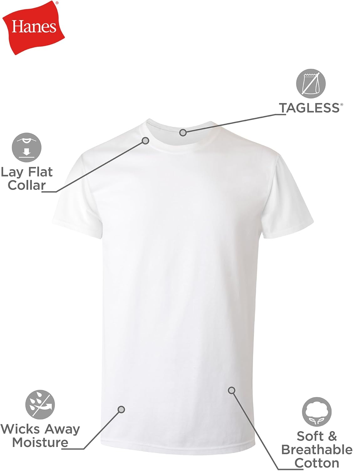 Hanes Men's Undershirt Packs, Stay-Tucked Soft Cotton Undershirts, Best Undershirts for Men, White/Black/Asstd Multipacks