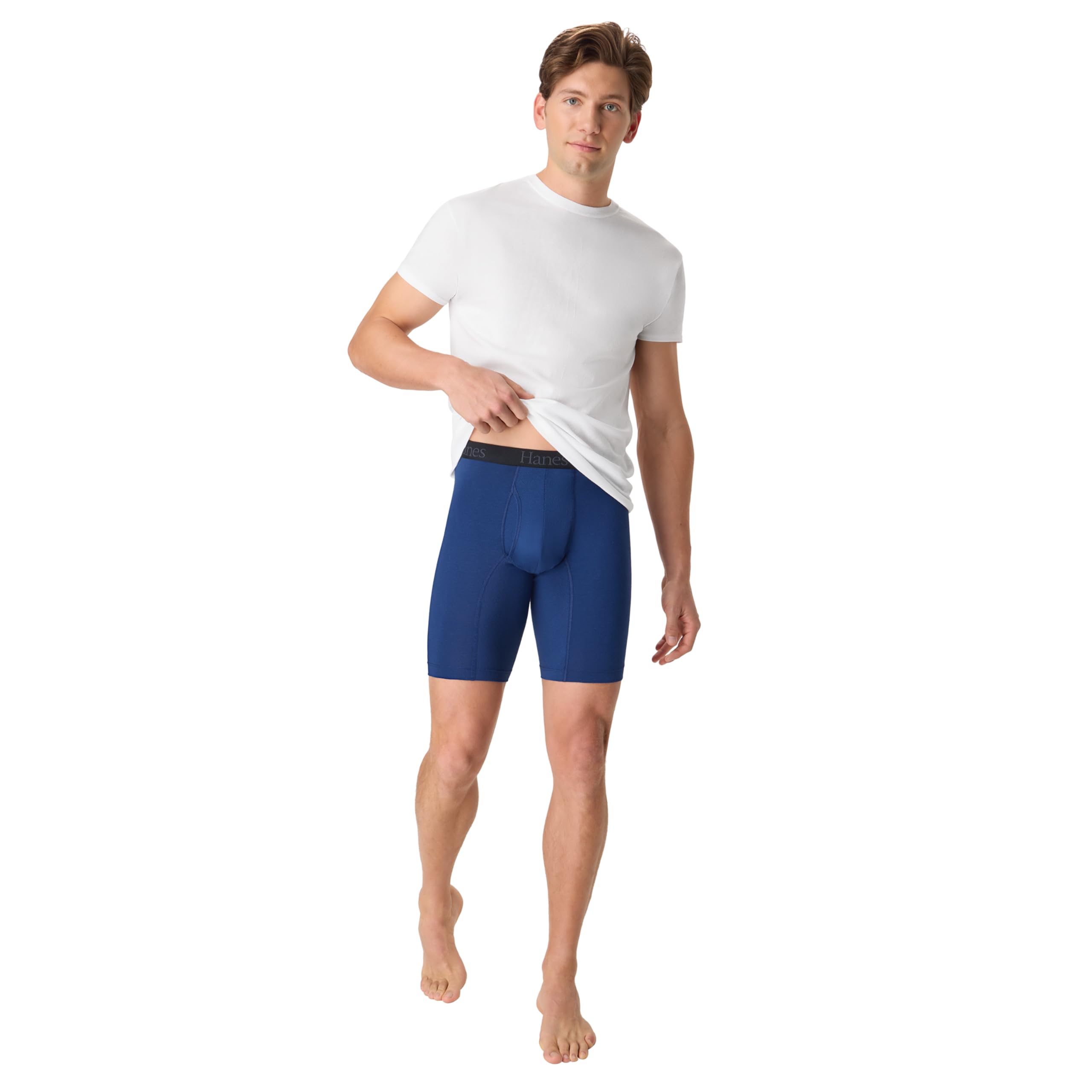 Hanes Men's Underwear Boxer Briefs or Long-Leg Boxer Briefs Pack, 3 Pack, No-Ride-Up, Stretch-Cotton Men Clothing
