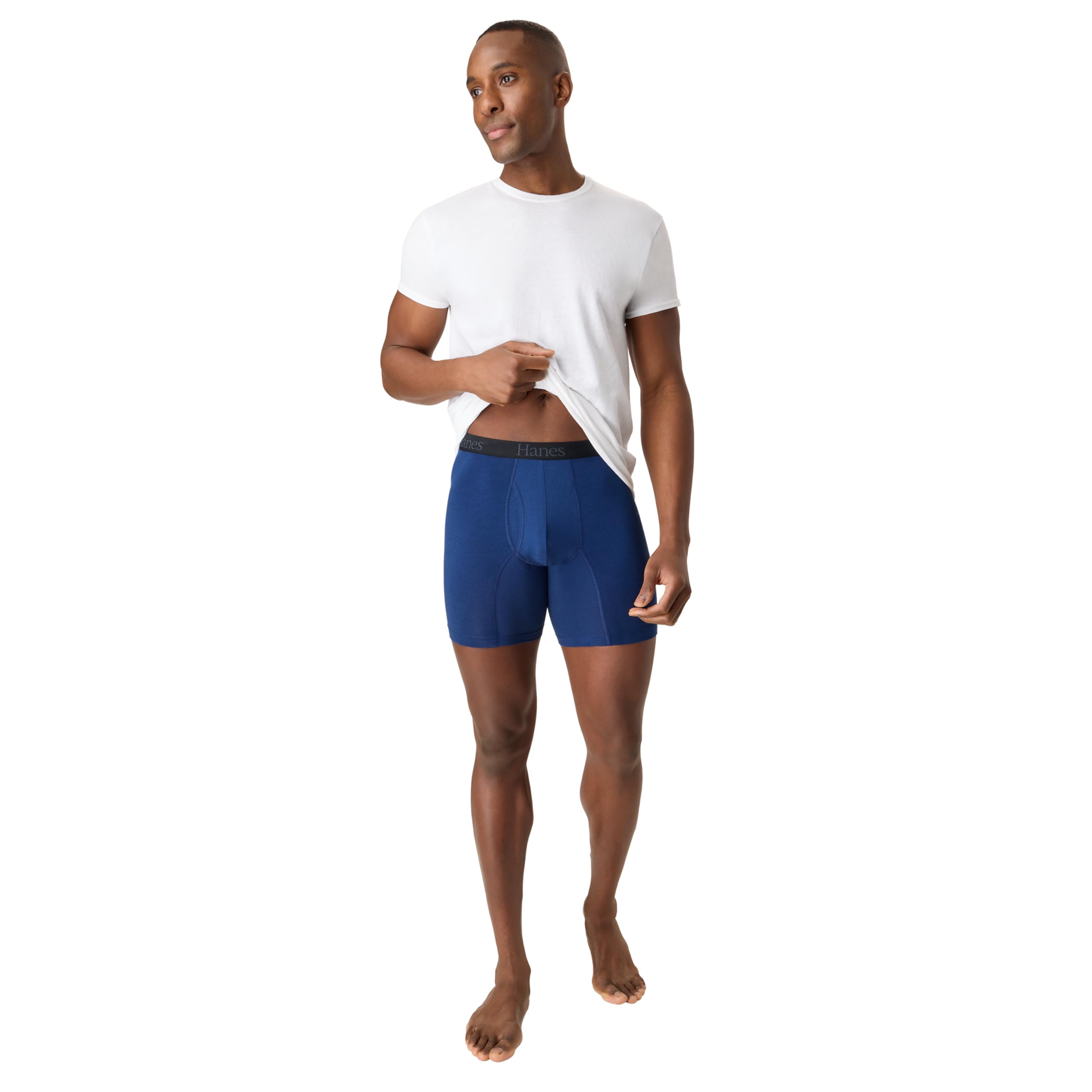 Hanes Men's Underwear Boxer Briefs or Long-Leg Boxer Briefs Pack, 3 Pack, No-Ride-Up, Stretch-Cotton Men Clothing