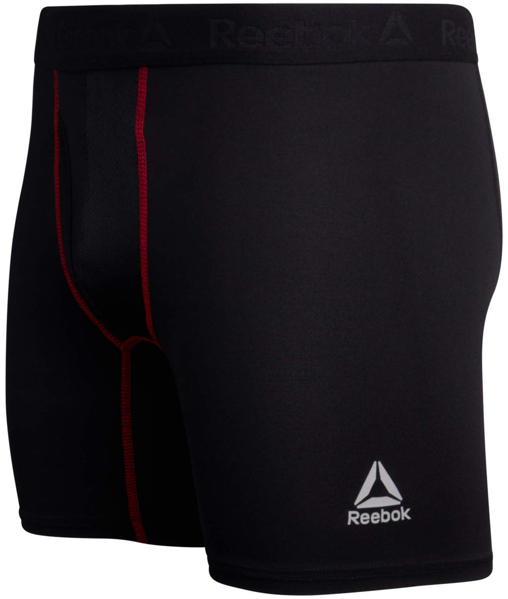 Reebok Mens Boxer Briefs - 4 Pack Underwear with Contour Pouch, 6'' Inseam