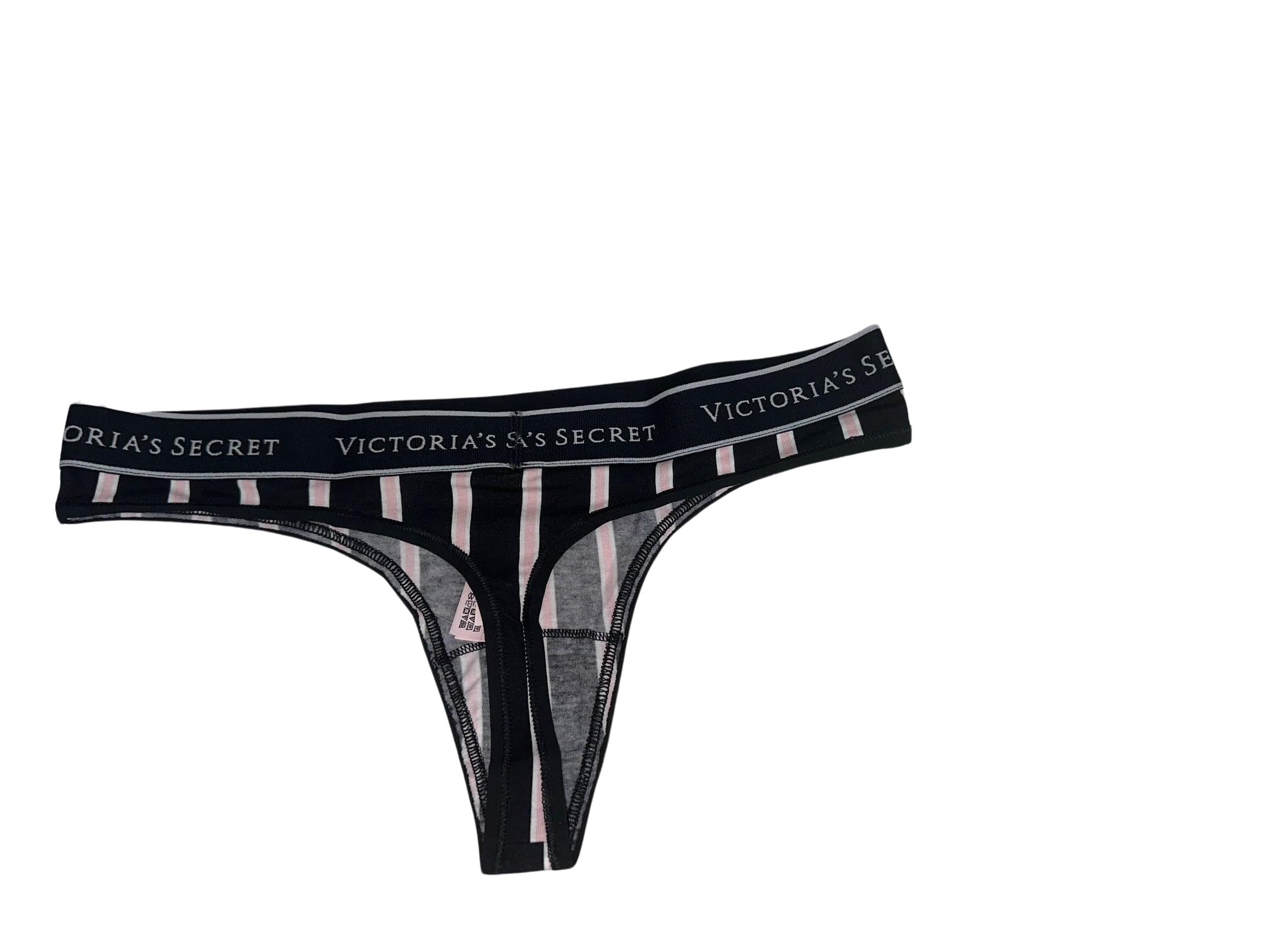 Victoria's Secret Cotton Thong Panty Color Black Stripe New