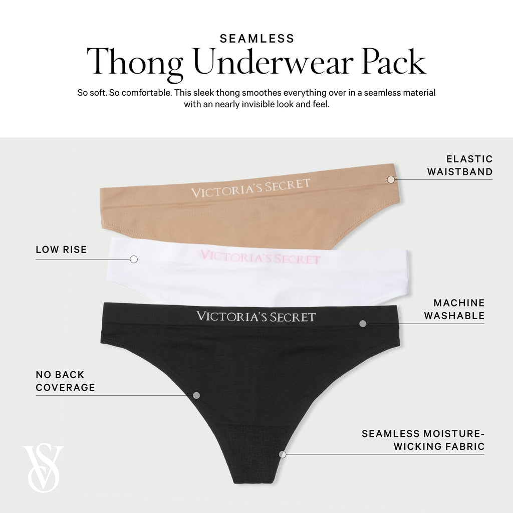 Victoria's Secret Women's Seamless Thong Panties, Underwear Pack