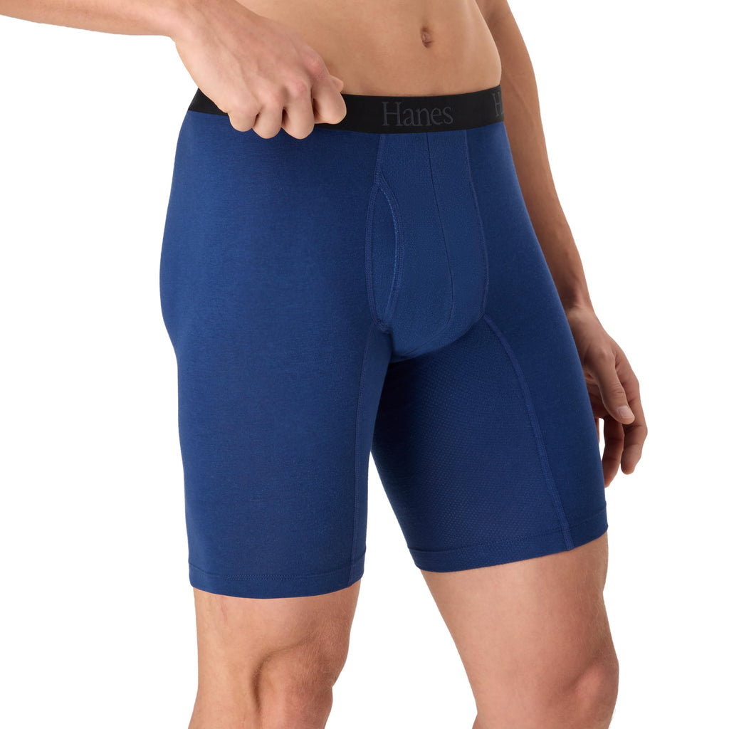 Hanes Men's Underwear Boxer Briefs or Long-Leg Boxer Briefs Pack, 3 Pack, No-Ride-Up, Stretch-Cotton Men Clothing