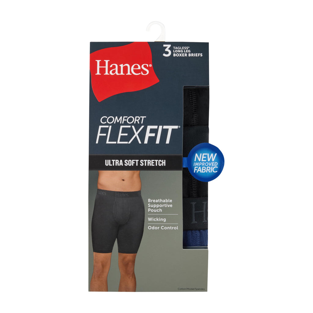 Hanes Men's Underwear Boxer Briefs or Long-Leg Boxer Briefs Pack, 3 Pack, No-Ride-Up, Stretch-Cotton Men Clothing