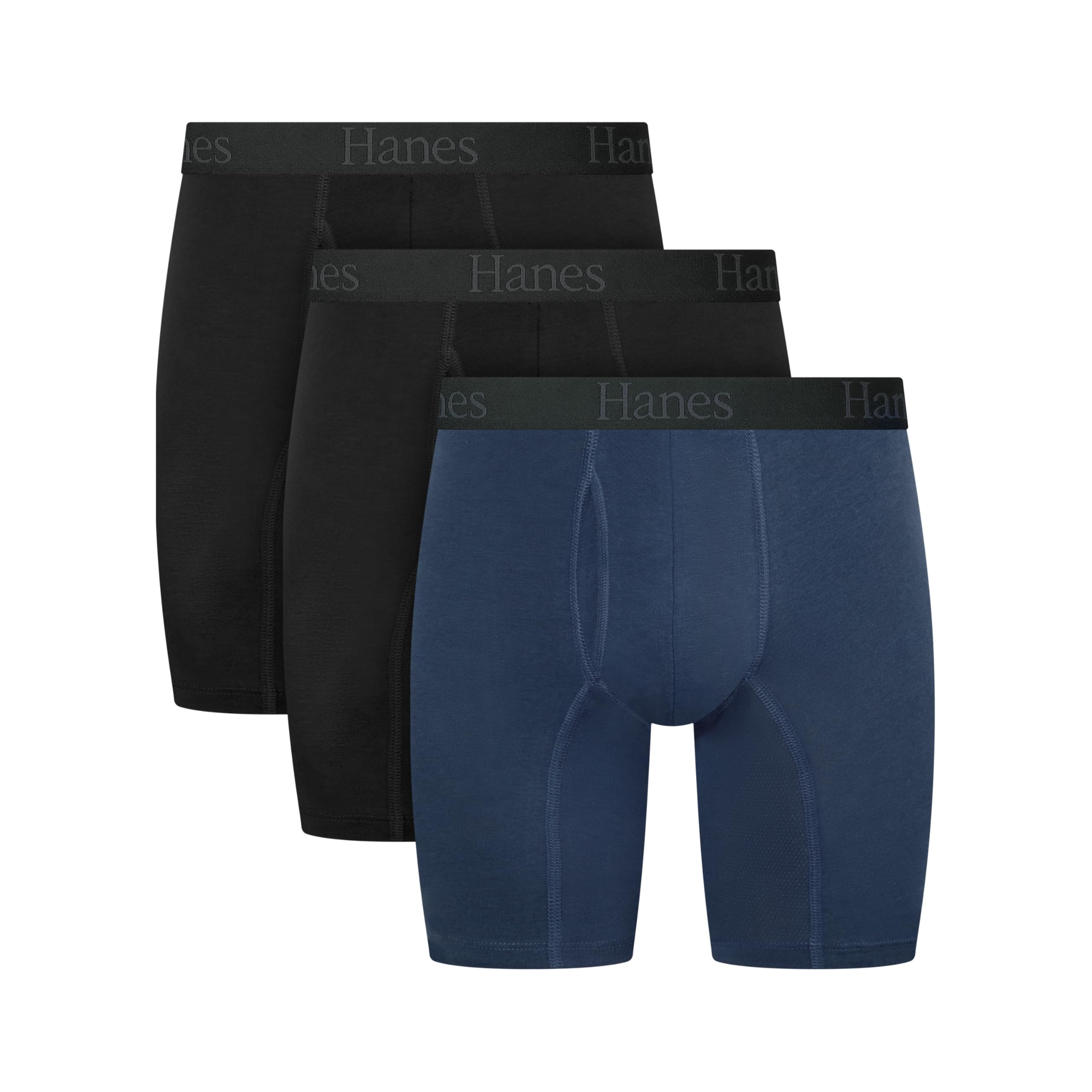 Hanes Men's Underwear Boxer Briefs or Long-Leg Boxer Briefs Pack, 3 Pack, No-Ride-Up, Stretch-Cotton Men Clothing