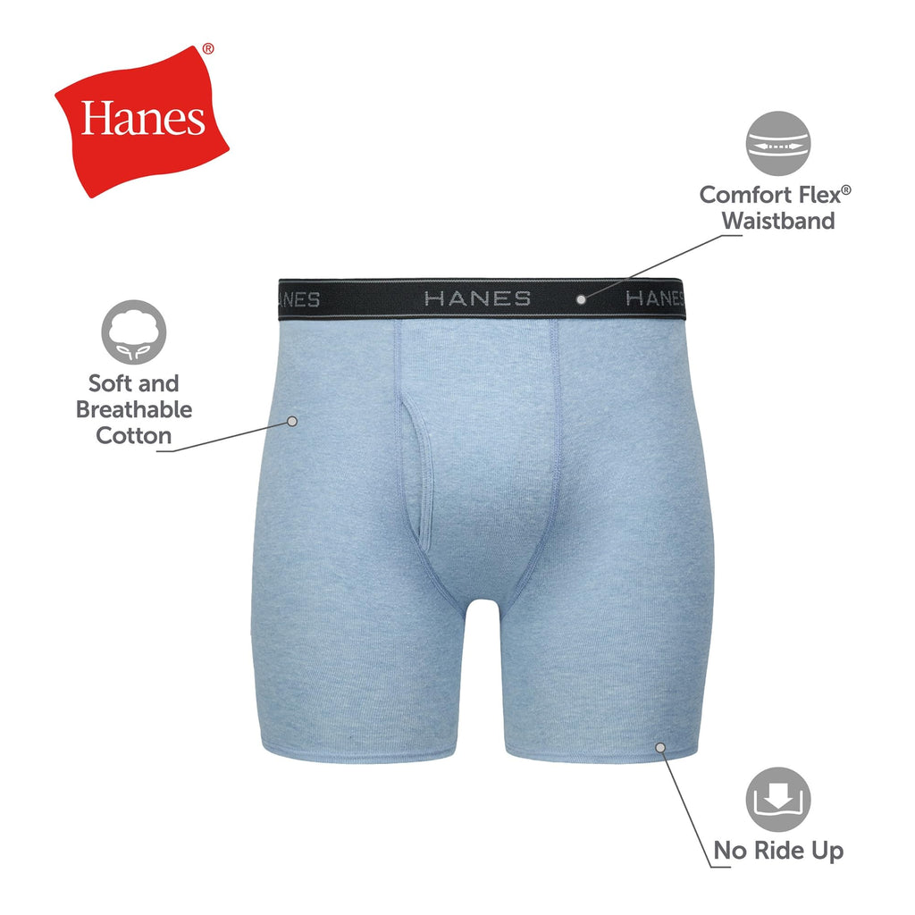 Hanes mens Underwear Boxer Briefs Pack, Cool & Breathable Cotton Moisture-wicking Underwear for Men, No Ride Up
