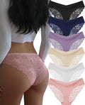 Seamless Underwear for Women Sexy Lace Cheeky Bikini Panties 6 Pack