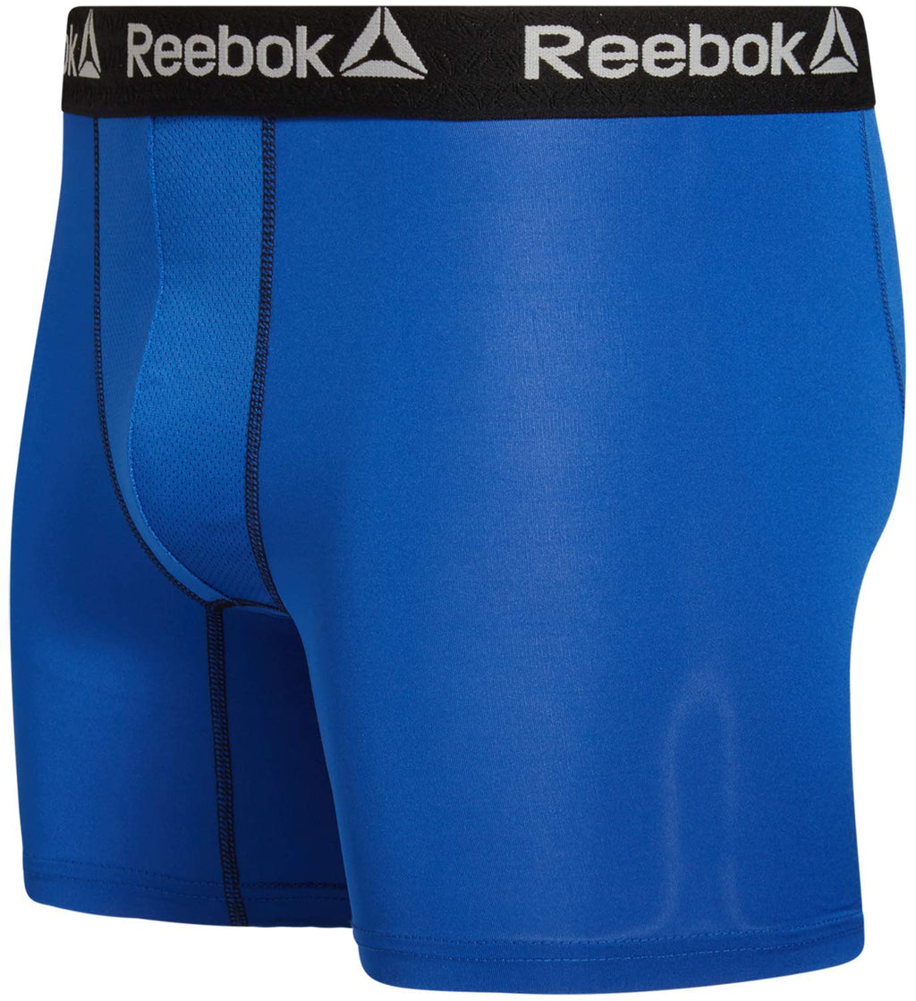 Reebok Mens Boxer Briefs - 4 Pack Underwear with Contour Pouch, 6'' Inseam
