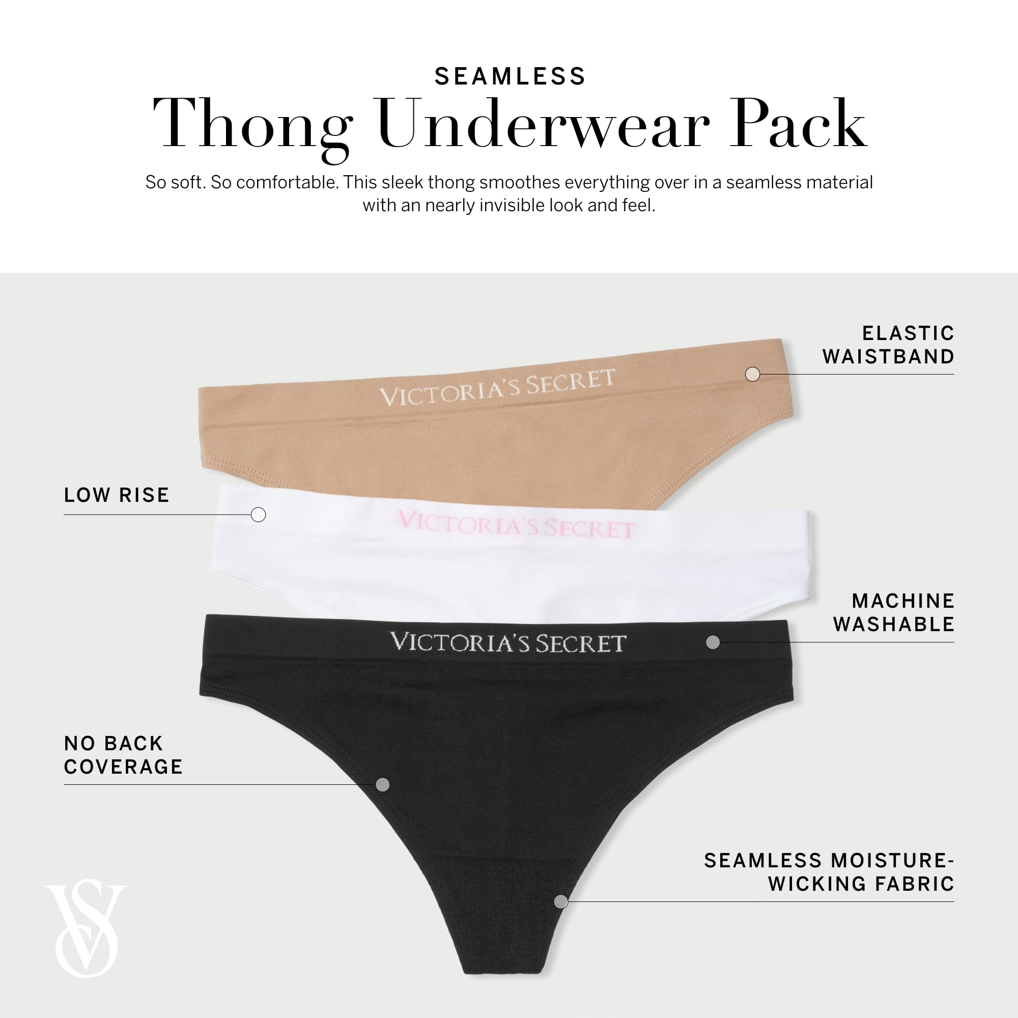 Victoria's Secret Women's Seamless Thong Panties, Underwear Pack