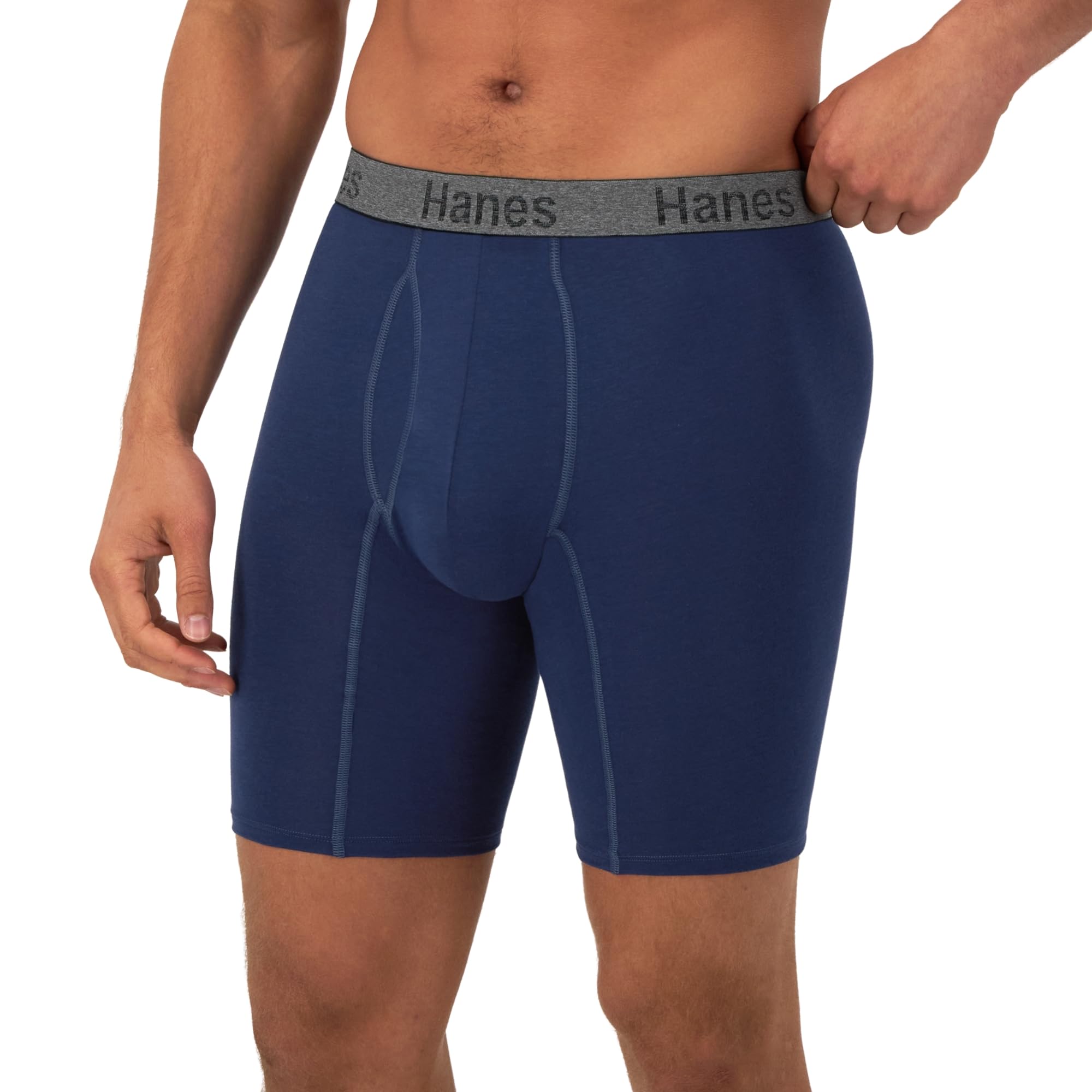 Hanes Men's Underwear Boxer Briefs or Long-Leg Boxer Briefs Pack, 3 Pack, No-Ride-Up, Stretch-Cotton Men Clothing