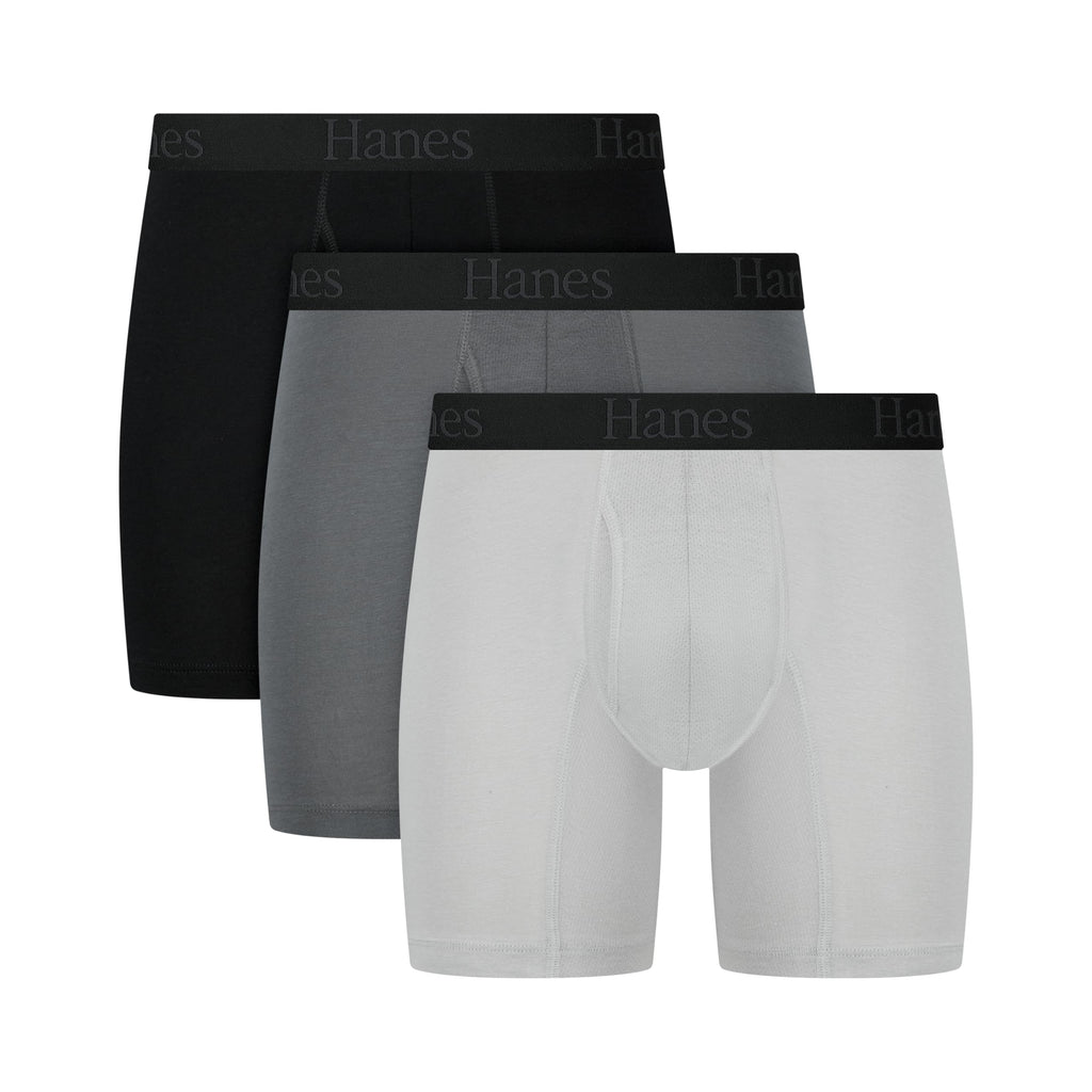 Hanes Men's Underwear Boxer Briefs or Long-Leg Boxer Briefs Pack, 3 Pack, No-Ride-Up, Stretch-Cotton Men Clothing