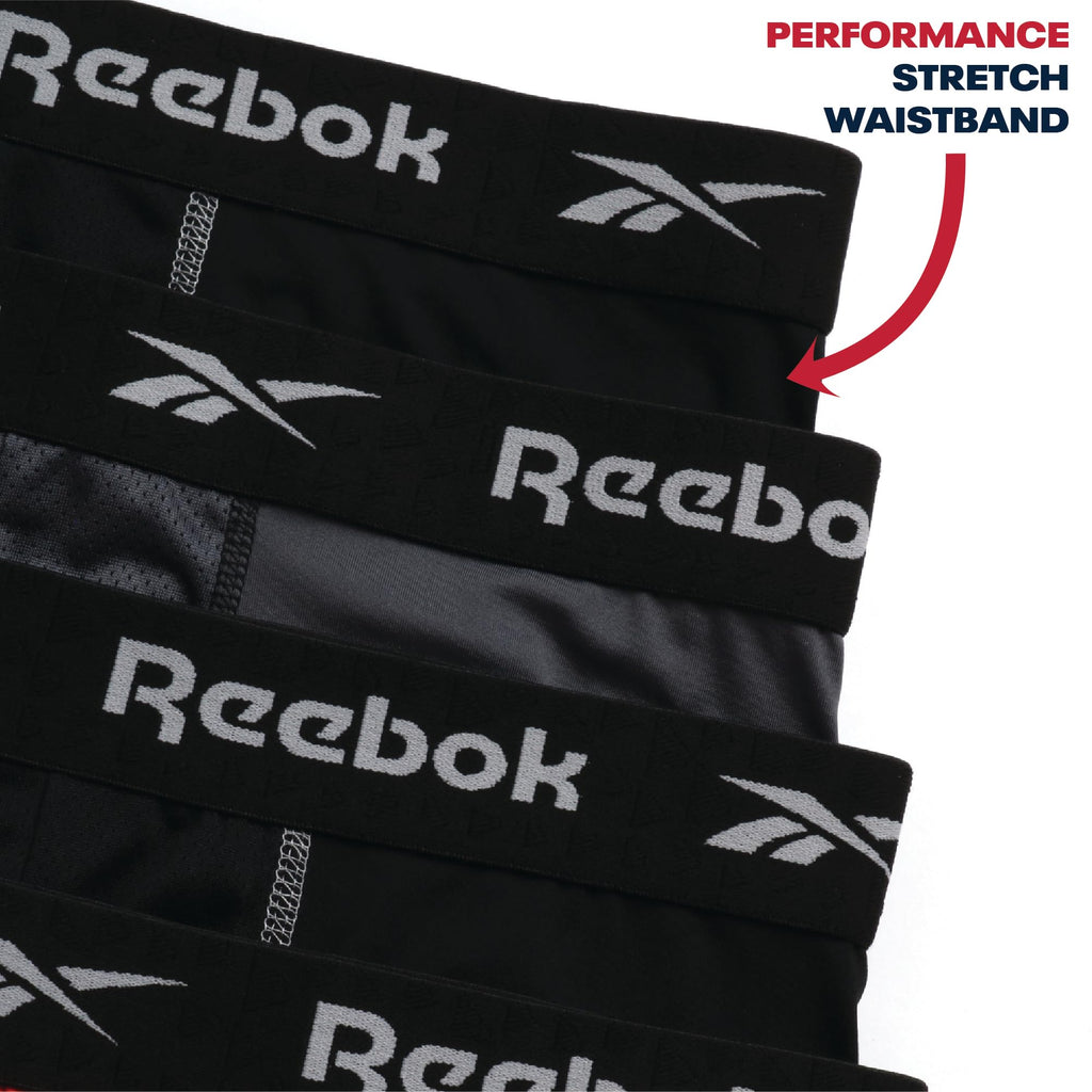 Reebok Mens Boxer Briefs - 4 Pack Underwear with Contour Pouch, 6'' Inseam