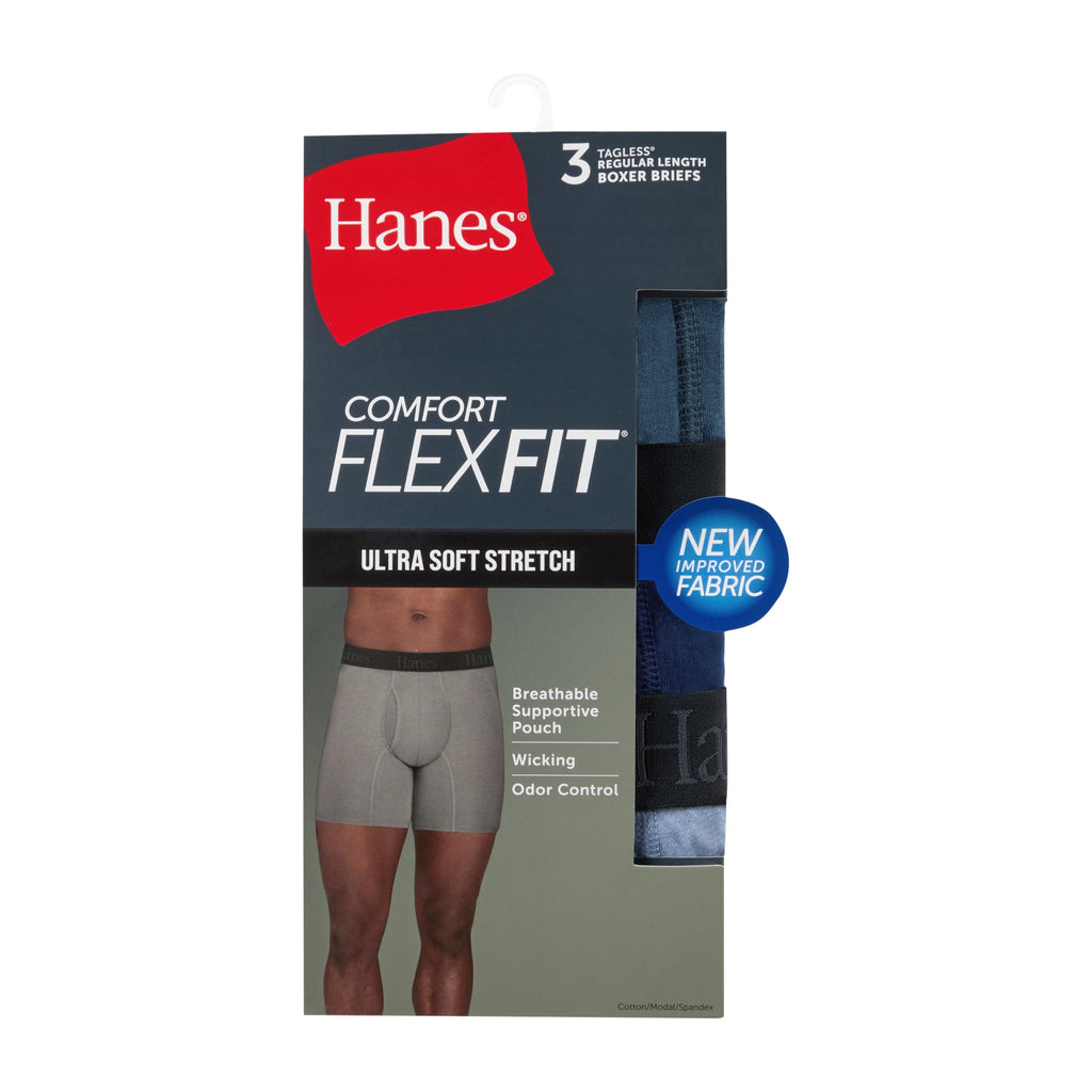 Hanes Men's Underwear Boxer Briefs or Long-Leg Boxer Briefs Pack, 3 Pack, No-Ride-Up, Stretch-Cotton Men Clothing