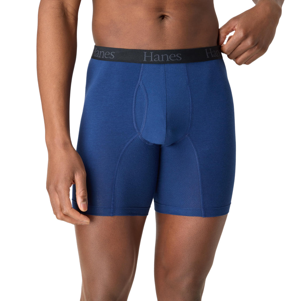 Hanes Men's Underwear Boxer Briefs or Long-Leg Boxer Briefs Pack, 3 Pack, No-Ride-Up, Stretch-Cotton Men Clothing