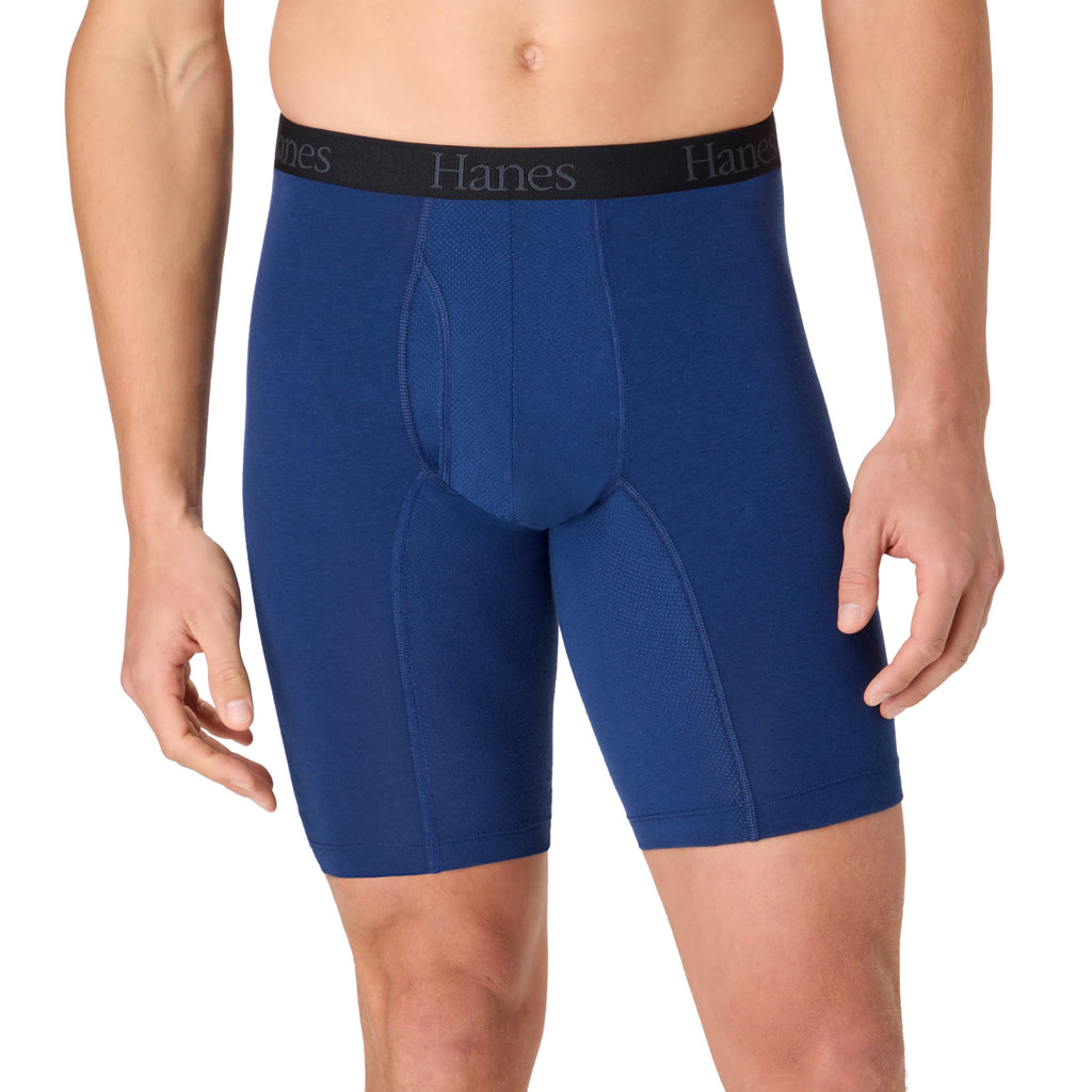 Hanes Men's Underwear Boxer Briefs or Long-Leg Boxer Briefs Pack, 3 Pack, No-Ride-Up, Stretch-Cotton Men Clothing
