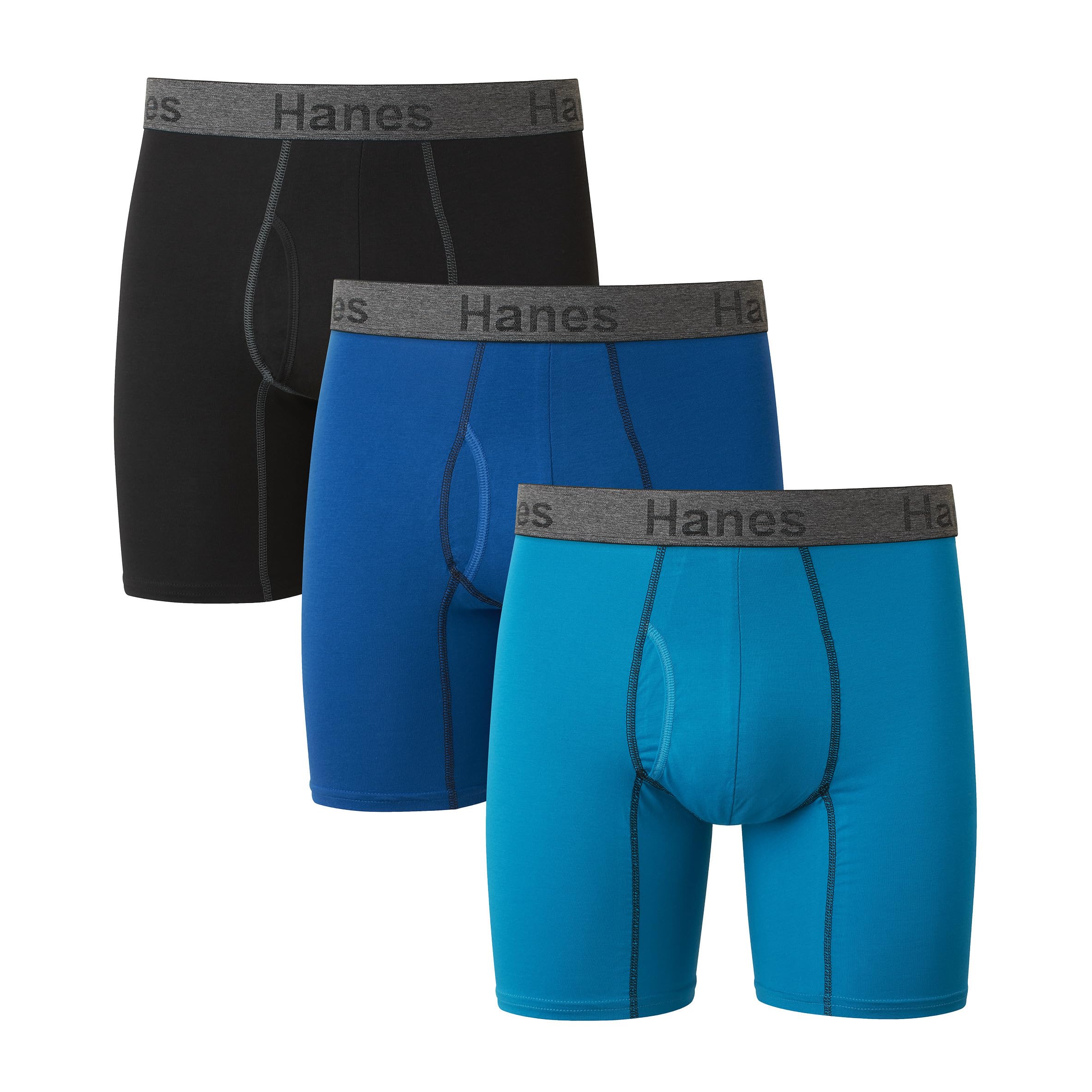 Hanes Men's Underwear Boxer Briefs or Long-Leg Boxer Briefs Pack, 3 Pack, No-Ride-Up, Stretch-Cotton Men Clothing