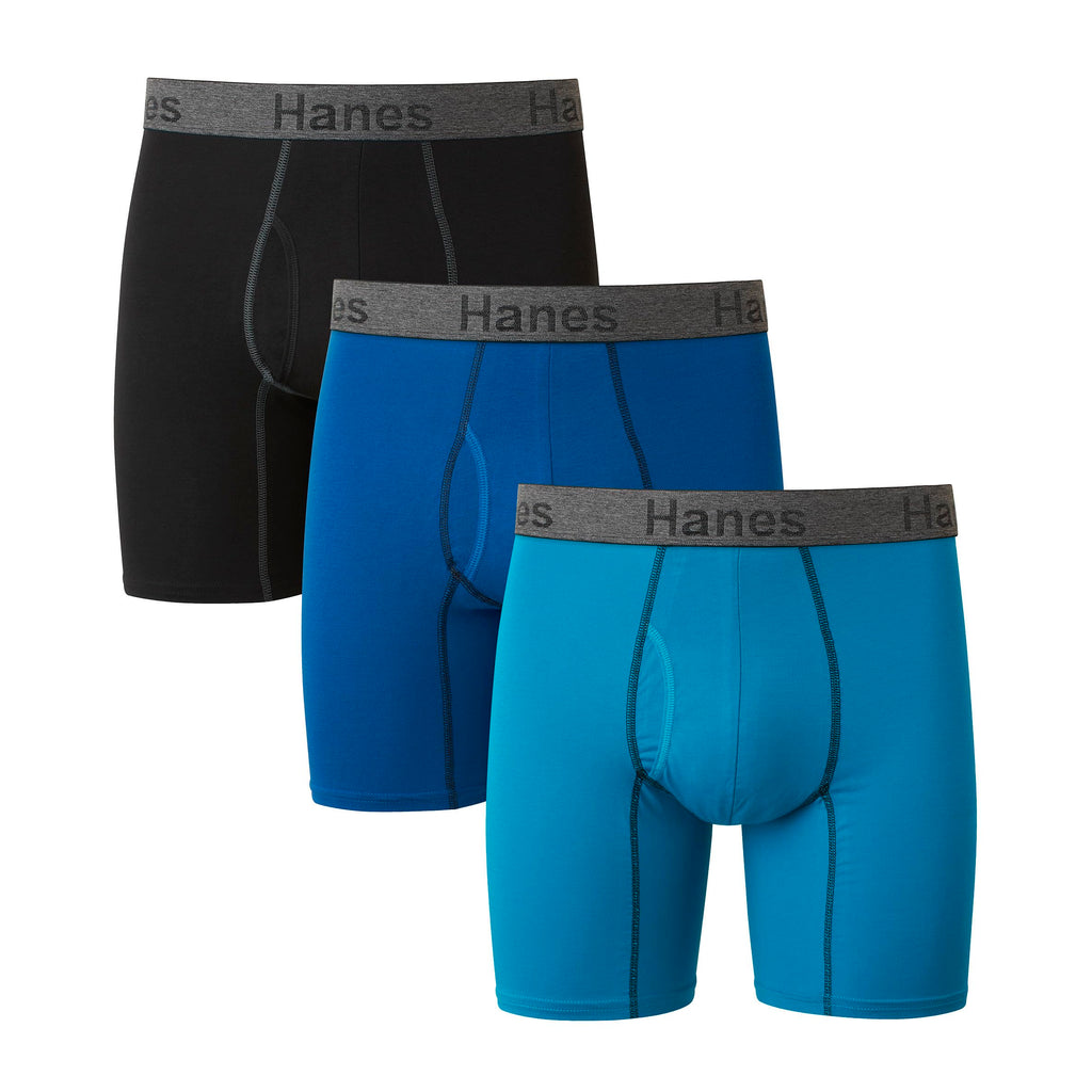 Hanes Men's Underwear Boxer Briefs or Long-Leg Boxer Briefs Pack, 3 Pack, No-Ride-Up, Stretch-Cotton Men Clothing