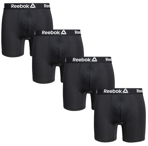 Reebok Mens Boxer Briefs - 4 Pack Underwear with Contour Pouch, 6'' Inseam