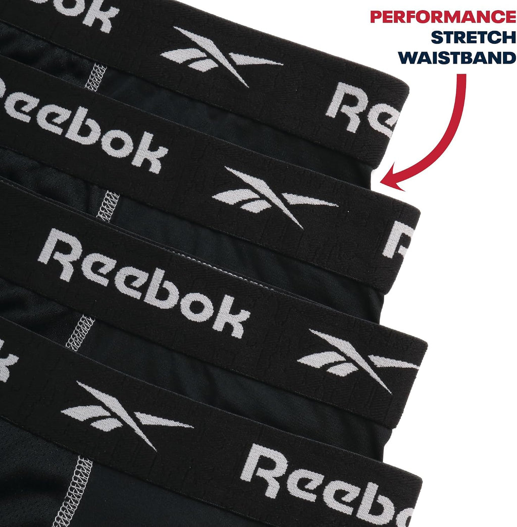 Reebok Mens Boxer Briefs - 4 Pack Underwear with Contour Pouch, 6'' Inseam