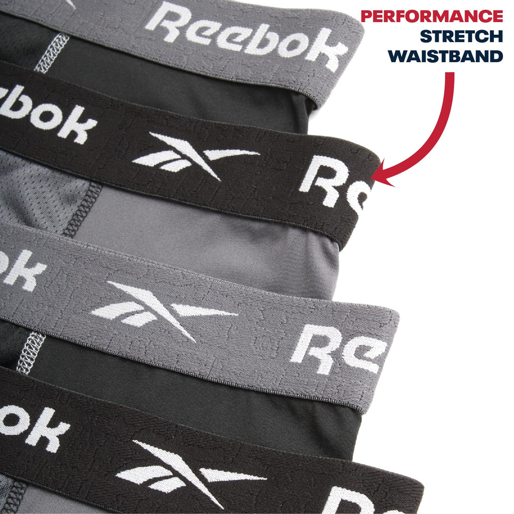 Reebok Mens Boxer Briefs - 4 Pack Underwear with Contour Pouch, 6'' Inseam