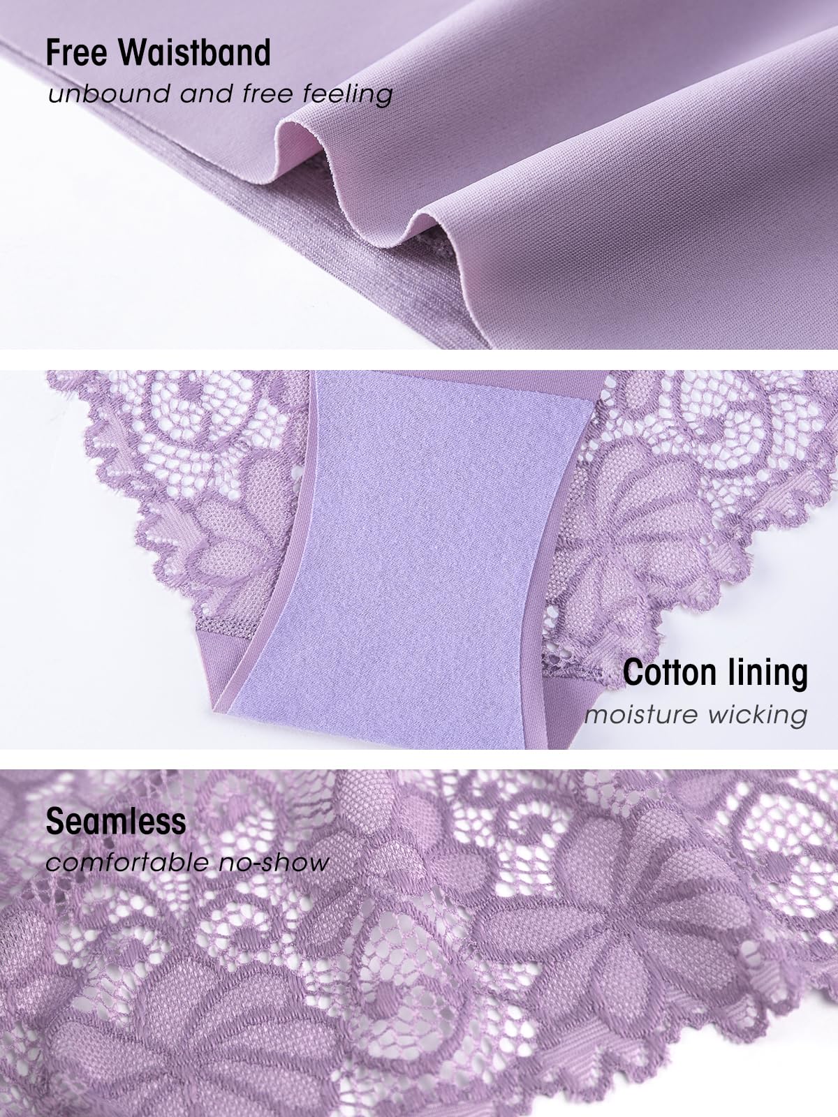 Seamless Underwear for Women Sexy Lace Cheeky Bikini Panties 6 Pack