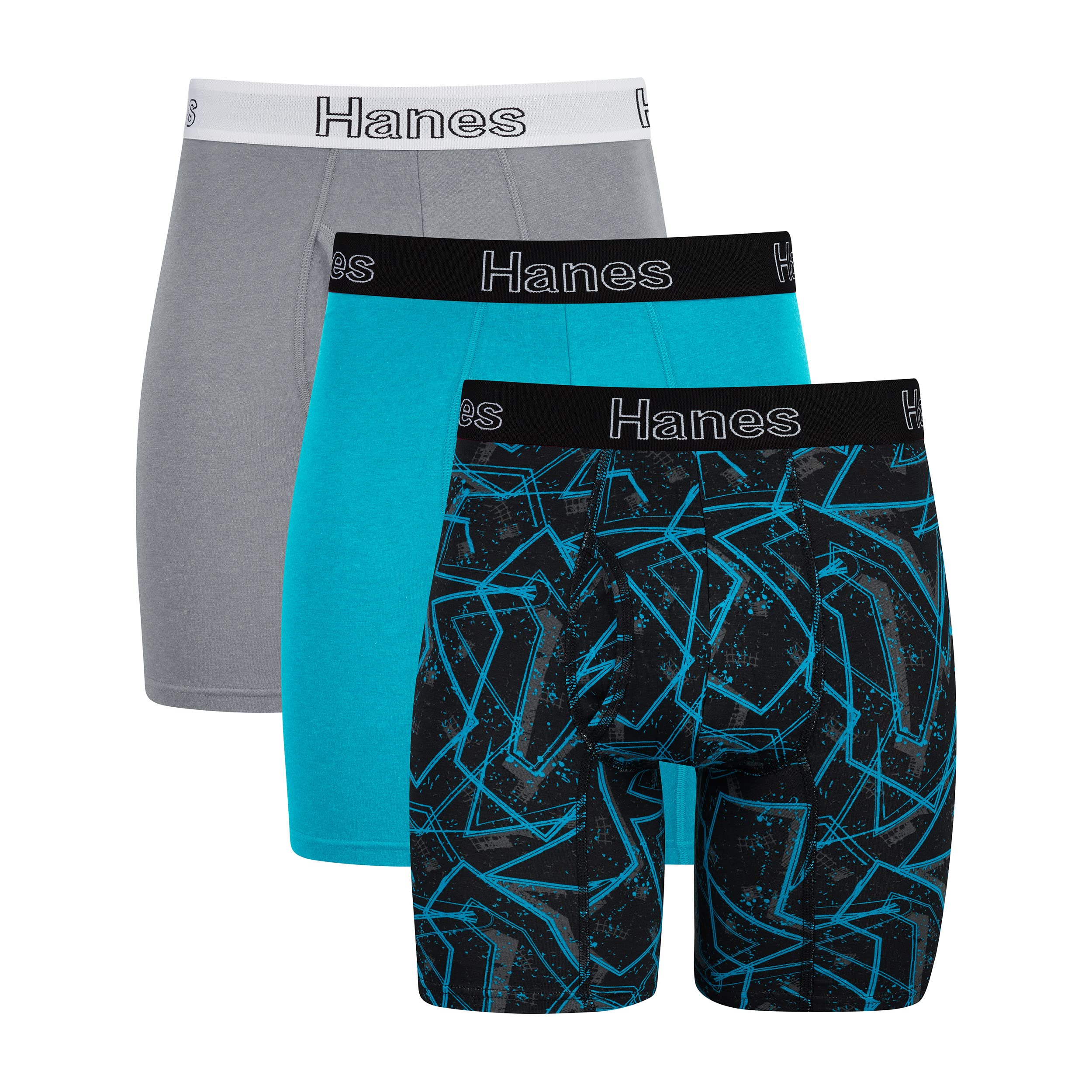 Hanes Herren Unterwäsche Boxer Briefs oder lange Boxer Briefs, 3er-Pack, kein Hochrutschen, Stretch-Baumwolle Herrenbekleidung