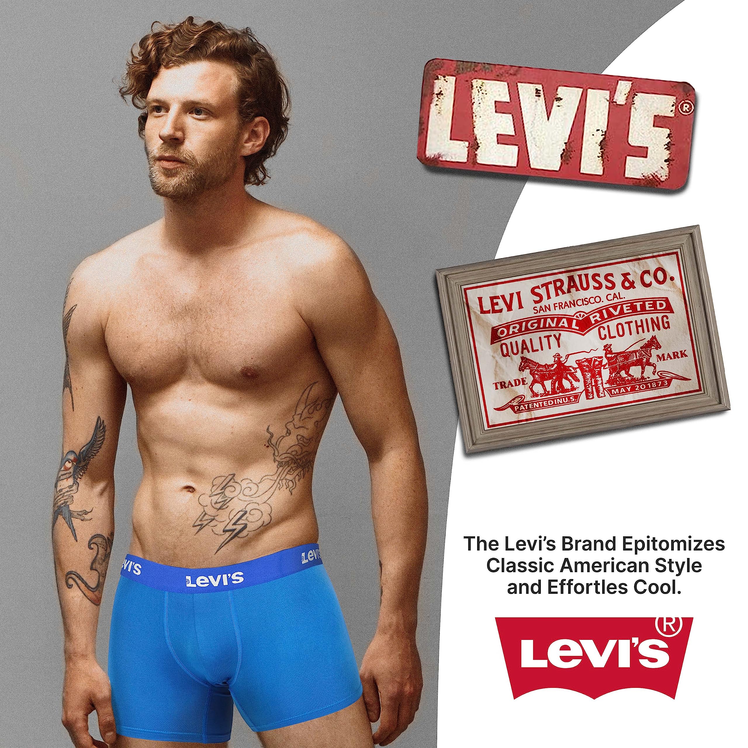 Levi's Mens Underwear Microfiber Boxer Brief for Men Ultra Soft 4 Pack