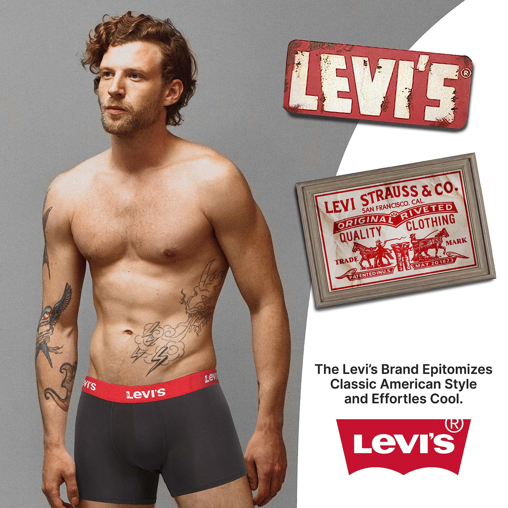 Levi's Mens Underwear Microfiber Boxer Brief for Men Ultra Soft 4 Pack