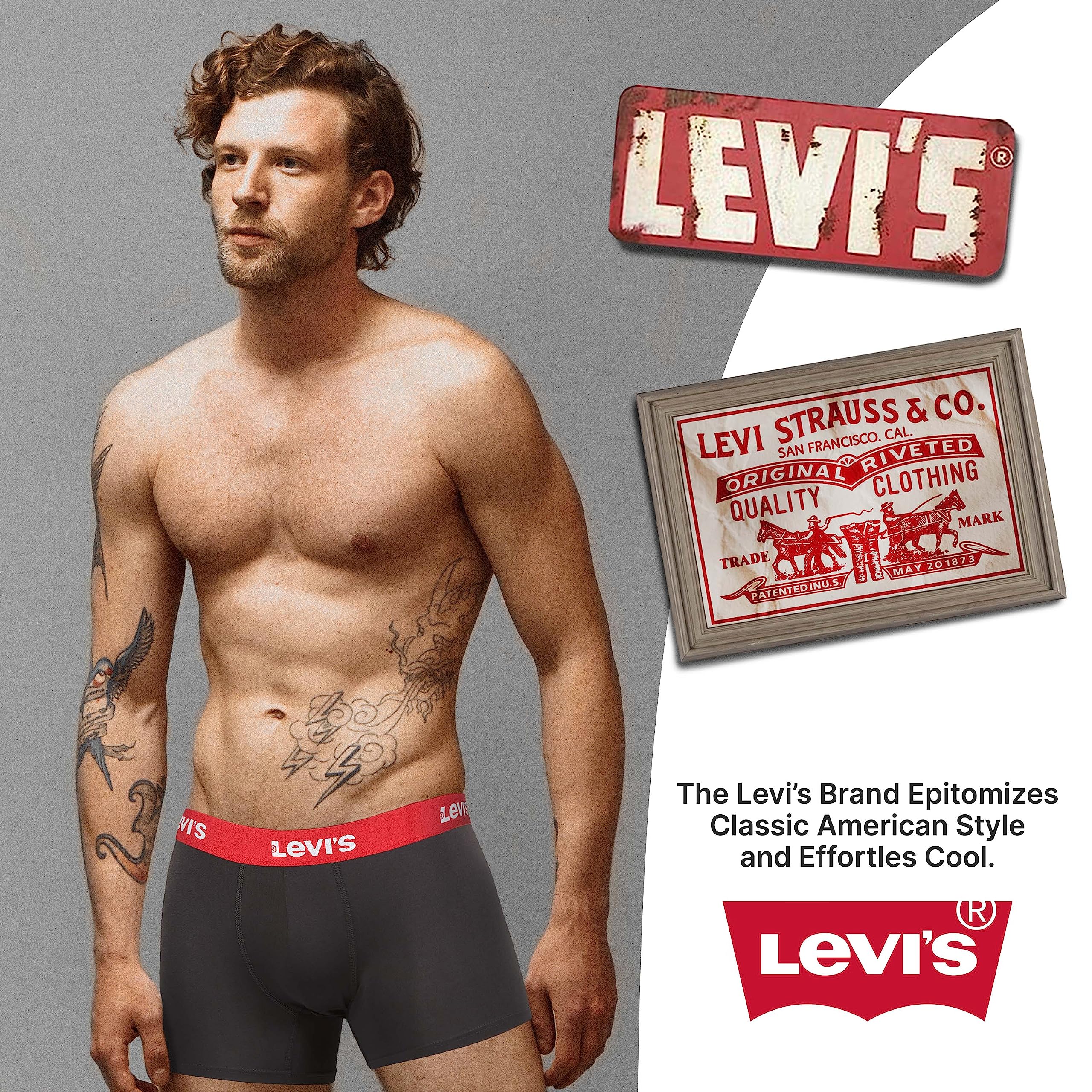 Levi's Mens Underwear Microfiber Boxer Brief for Men Ultra Soft 4 Pack