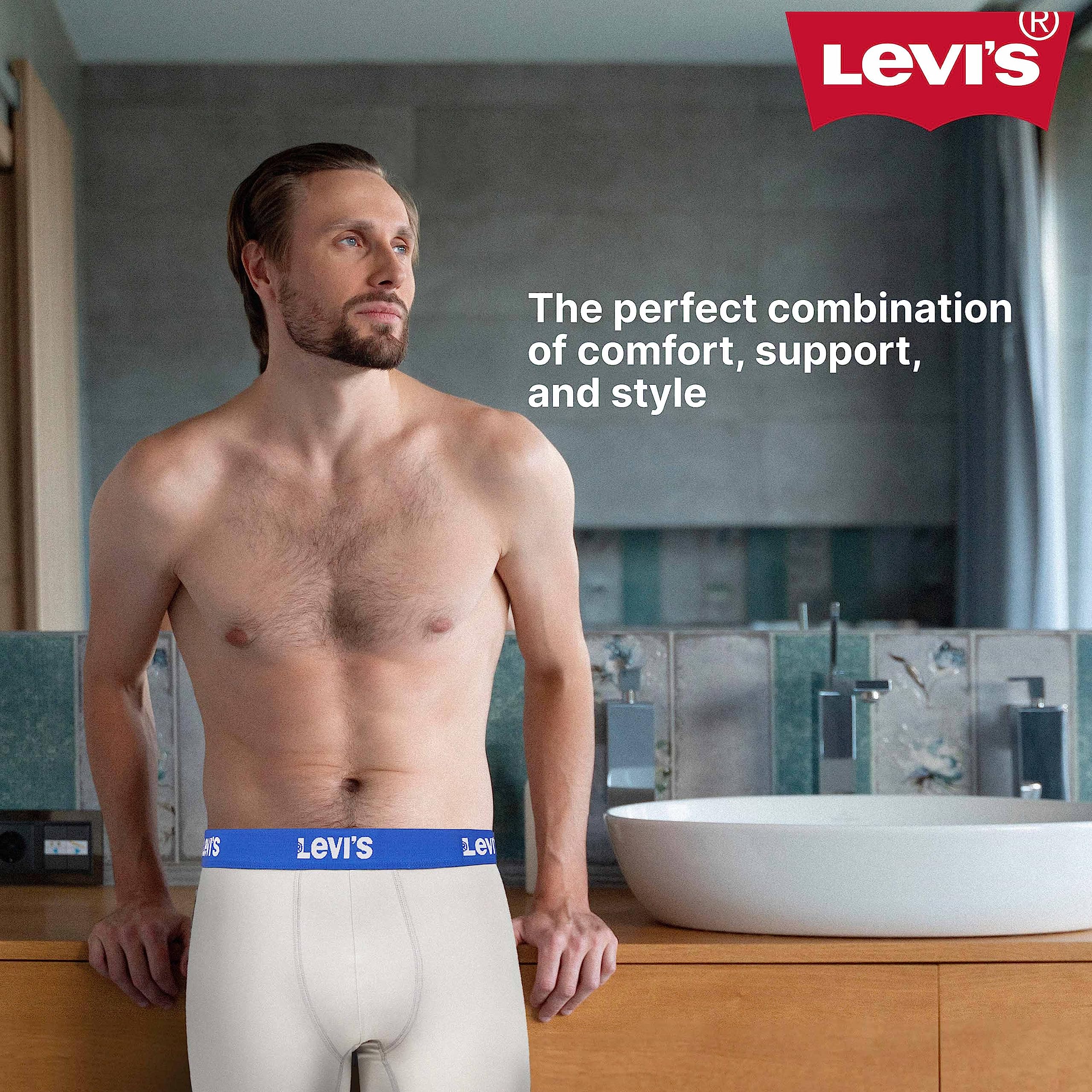 Levi's Mens Underwear Microfiber Boxer Brief for Men Ultra Soft 4 Pack