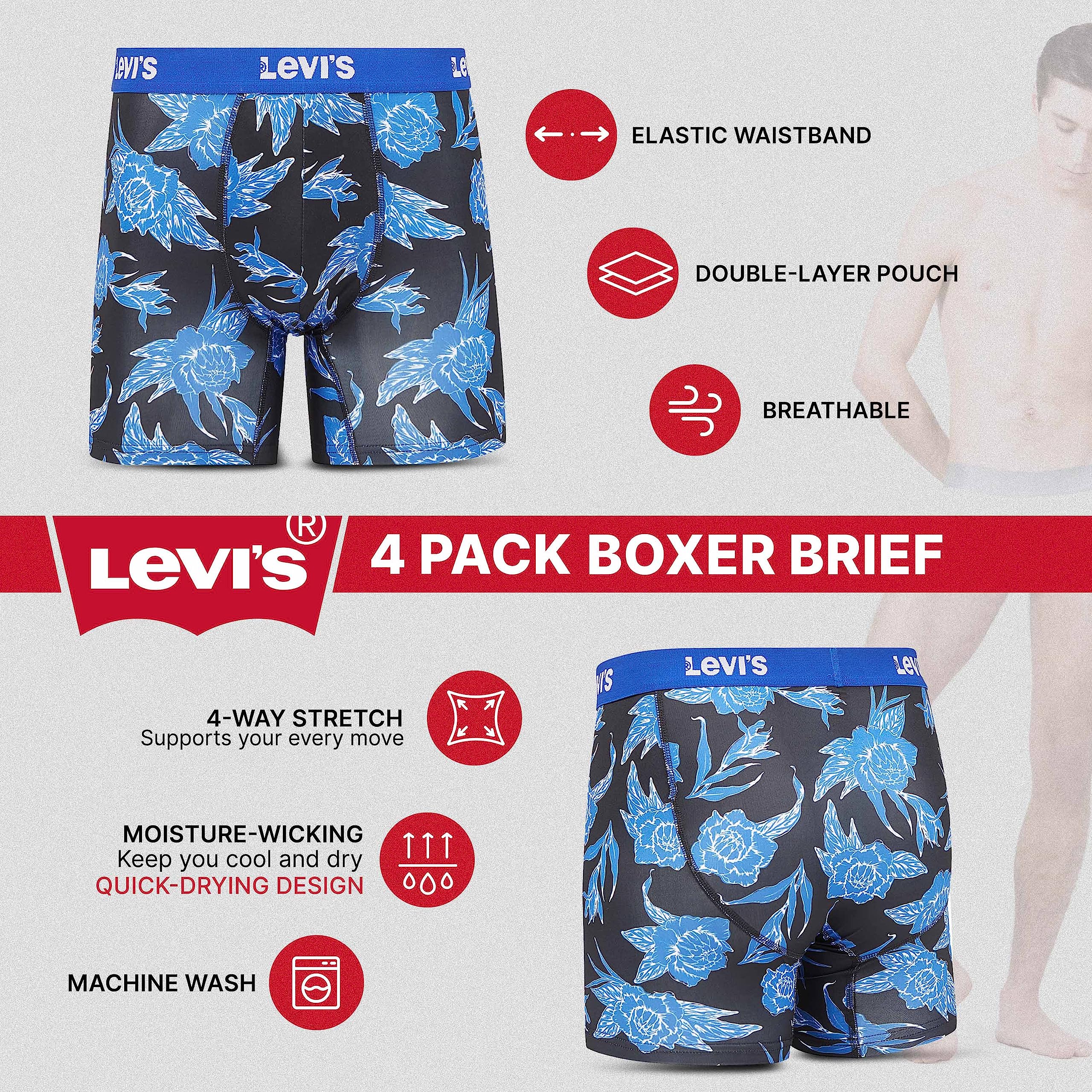 Levi's Mens Underwear Microfiber Boxer Brief for Men Ultra Soft 4 Pack