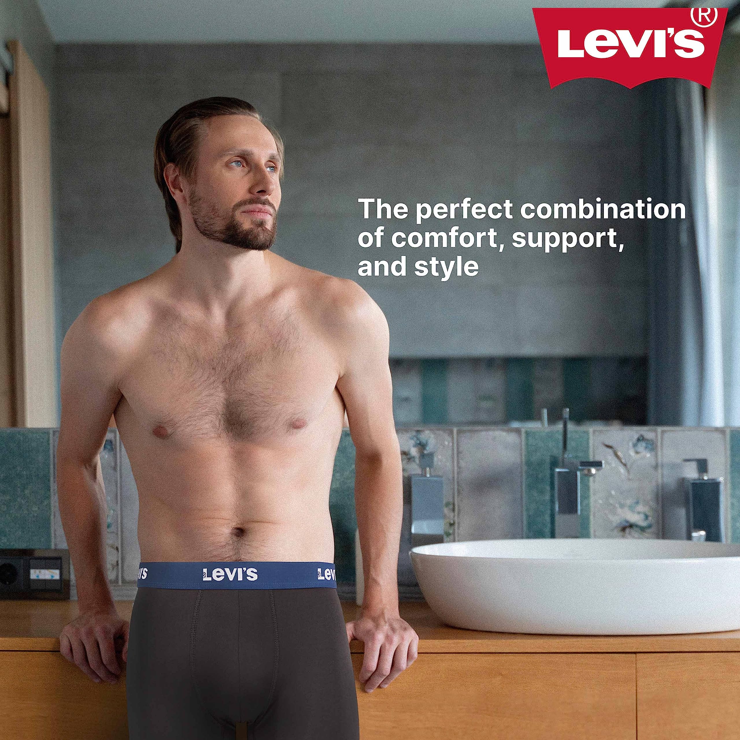 Levi's Mens Underwear Microfiber Boxer Brief for Men Ultra Soft 4 Pack